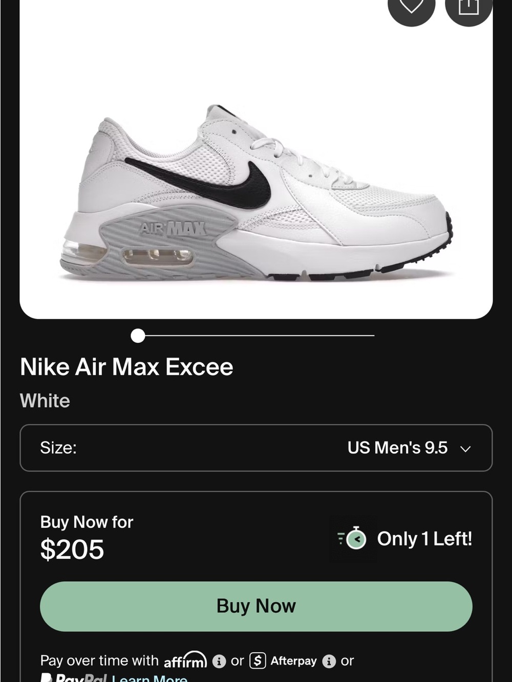 New!!! Nike Air Max Excee White with Black Swoosh